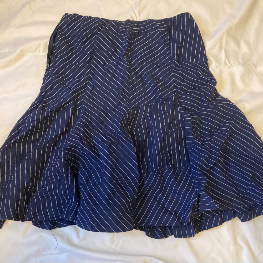 Navy Blue Striped Women's Skirt
